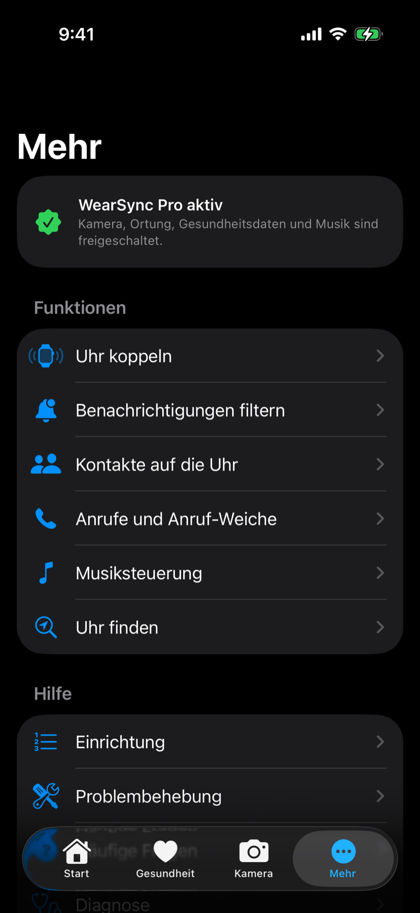 Einstellungen mit Mitteilungsfilter je App